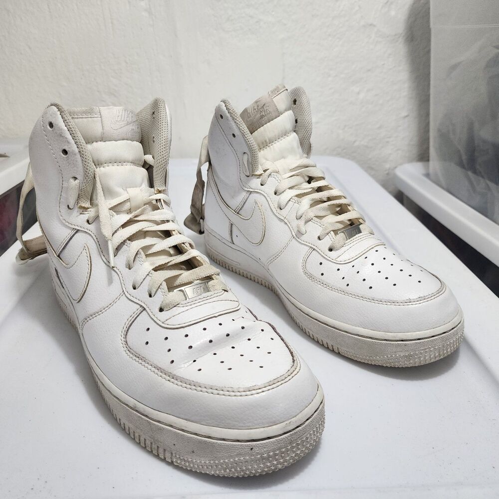 Nike Air Force 1 High 07 Triple White Leather Sneakers 315121-115 Size 11.5